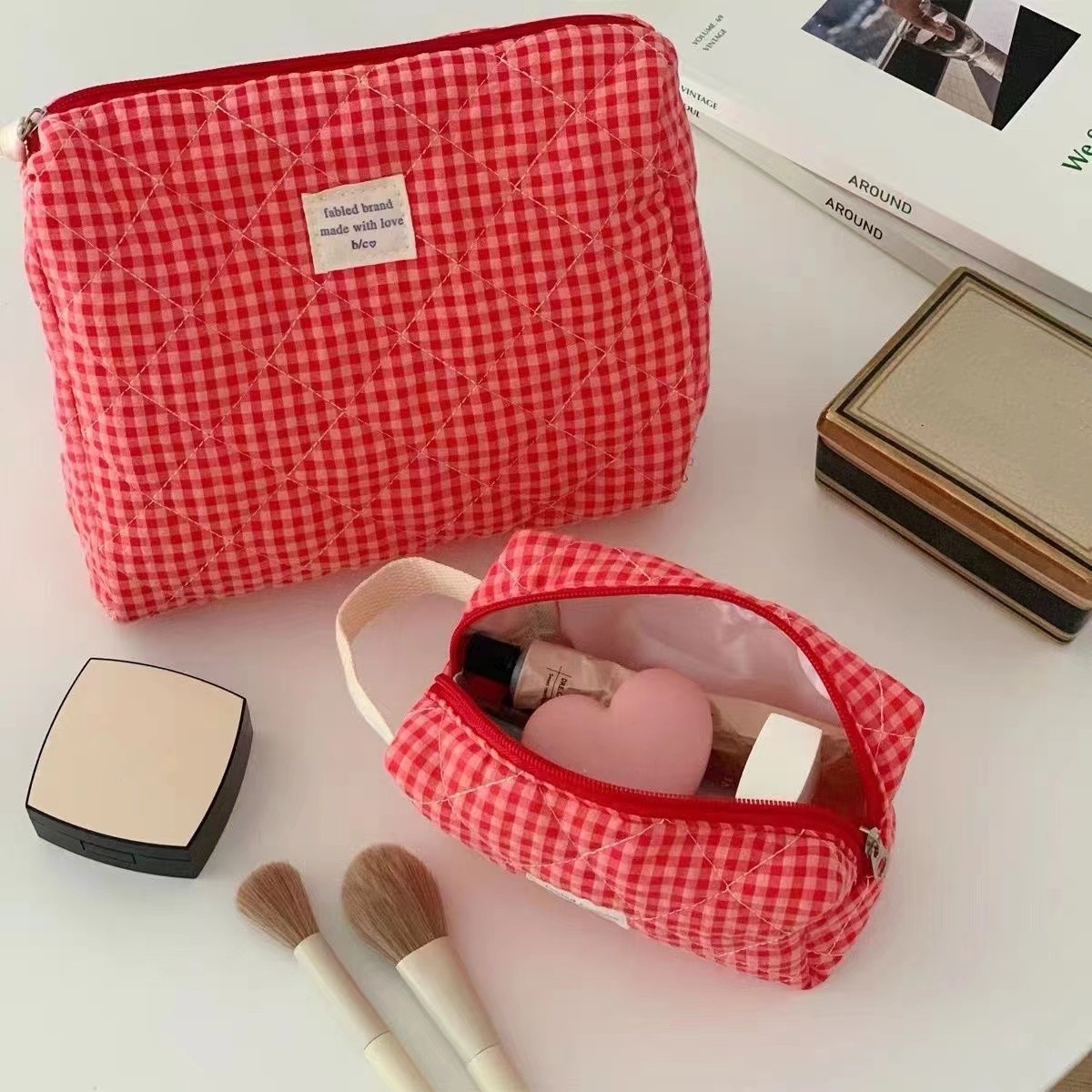 Women Large Capacity Checkered - Skincare B Erl 评论和价格